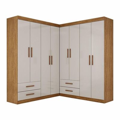Closet Casal Duplo Lu 8 Portas 4 Gavetas Cinamomo Off White