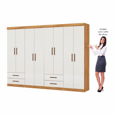 Closet Casal Duplo Lu 8 Portas 4 Gavetas Cinamomo Off White