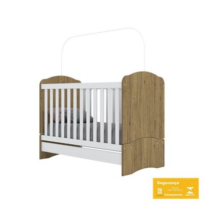 Berço Mini Cama 3 Em 1 Bala De Menta Henn Rústico Branco Hp