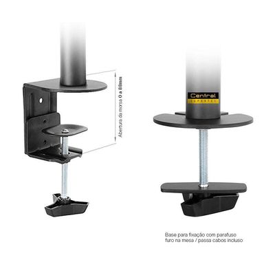 Suporte Articulado 2 Monitores 15 A 32 Base Morsa T1224c Central Suportes