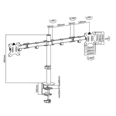 Suporte Articulado 2 Monitores 15 A 32 Base Morsa T1224c Central Suportes