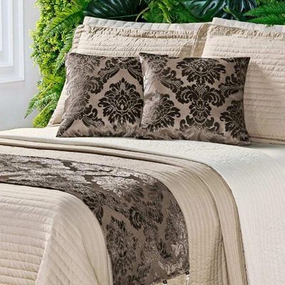 Cobre Leito Queen Print Color Dupla Face Micropercal 200 Fios 8 Peças - Tabaco