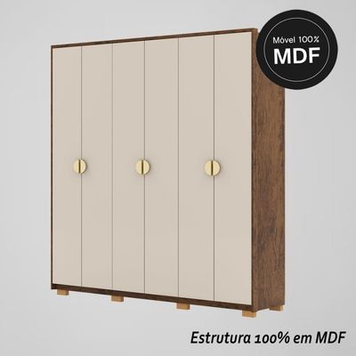 Guarda Roupa Casal 6 Portas 4 Gavetas Noronha Imbuia-fendi