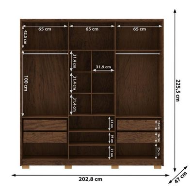 Guarda Roupa Casal 6 Portas 4 Gavetas Noronha Imbuia-fendi