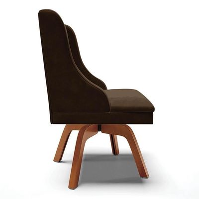 Kit 6 Cadeiras Estofadas Giratória Para Sala De Jantar Lia Suede Marrom - Ibiza