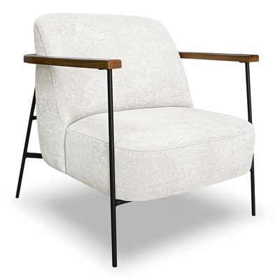 Poltrona Para Sala Pés Metálicos Kit 2 Ellen S06 Boucle Branco - Mpozenato