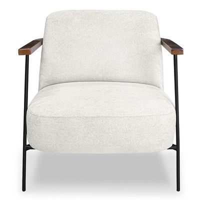 Poltrona Para Sala Pés Metálicos Kit 2 Ellen S06 Boucle Branco - Mpozenato
