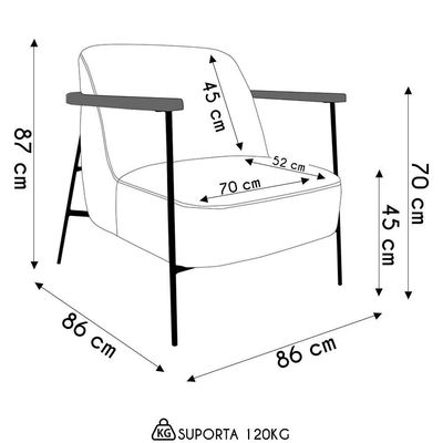 Poltrona Para Sala Pés Metálicos Kit 2 Ellen S06 Boucle Branco - Mpozenato