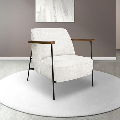 Poltrona Para Sala Pés Metálicos Kit 2 Ellen S06 Boucle Branco - Mpozenato
