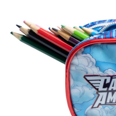 Estojo Escolar Masculino Capitão América Azul Escuro 3 Compartimentos U / Azul escuro