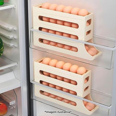 Porta Ovos Organizador De Geladeira Dispenser Bandeja 30 Ovos 4 Andares Cor Branco Prático Eficiente