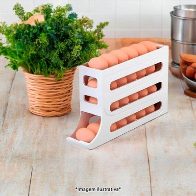 Porta Ovos Organizador De Geladeira Dispenser Bandeja 30 Ovos 4 Andares Cor Branco Prático Eficiente