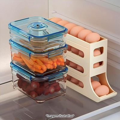 Porta Ovos Organizador De Geladeira Dispenser Bandeja 30 Ovos 4 Andares Cor Branco Prático Eficiente