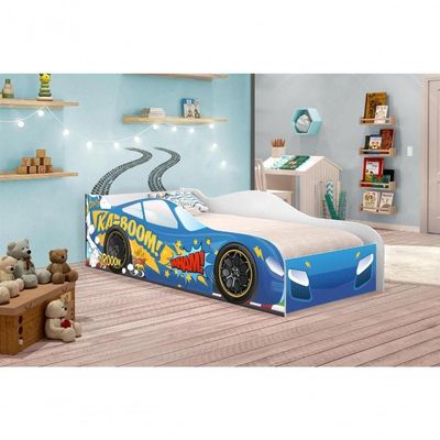 Cama Carro Kaboom Stylo Azul Solteiro