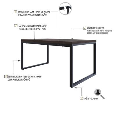 Mesa De Jantar Yon 160 X 90 X 76 Cm Terracota/est.preta Terracota/est.preta
