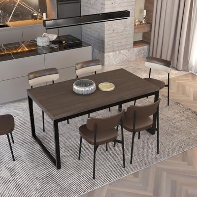 Mesa De Jantar Yon 160 X 90 X 76 Cm Terracota/est.preta Terracota/est.preta