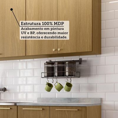 Cozinha Compacta 4 Pçs Tampo 200cm Elegance Luciane Móveis Freijó/Freijó Brasil