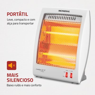 Aquecedor Quartzo Comfort Air III Mondial Branco/Cinza 900W A-16 220V