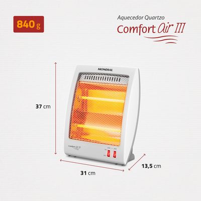 Aquecedor Quartzo Comfort Air III Mondial Branco/Cinza 900W A-16 220V