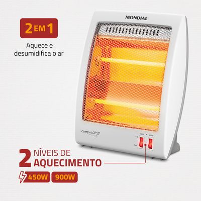 Aquecedor Quartzo Comfort Air III Mondial Branco/Cinza 900W A-16 220V