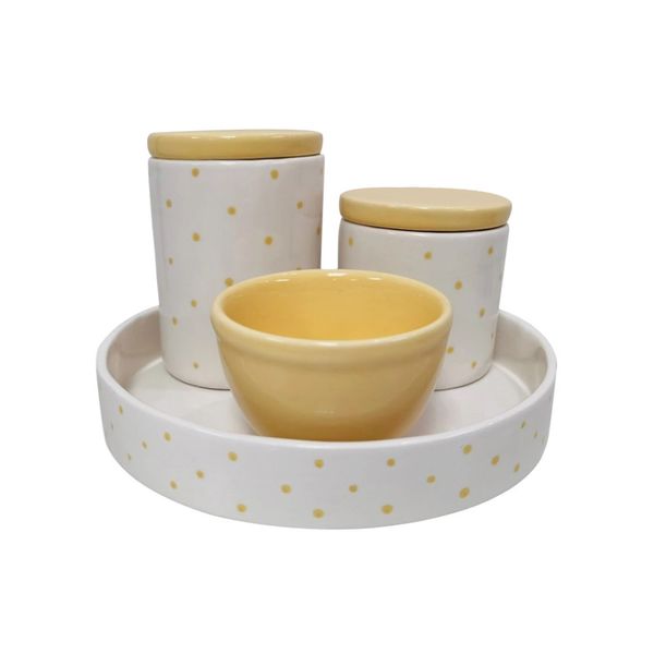 Kit Higiene Pbb Cerâmica Baby Amarelo com 4 Peças Kit Higiene Pbb Cerâmica Baby Amarelo com 4 Peças