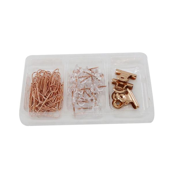 Kit Office Le Rosê Gold com Binder Clip 22mm, Clip 28mm e Pinos de Pressão 68 Peças Kit Office Le Rosê Gold com Binder Clip 22mm, Clip 28mm e Pinos de Pressão 68 Peças