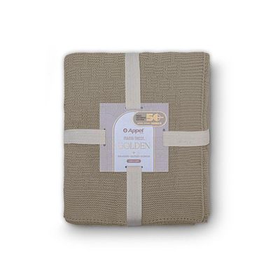 Manta Decorativa Para Sofá Tricot Golden 1,60m X 2,20m 100% Algodão Amêndoa