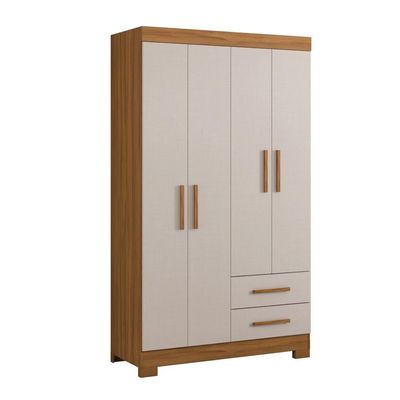 Guarda-roupa Com 4 Portas E 2 Gavetas Off White Com Freijó Nt5005 Notável Móveis