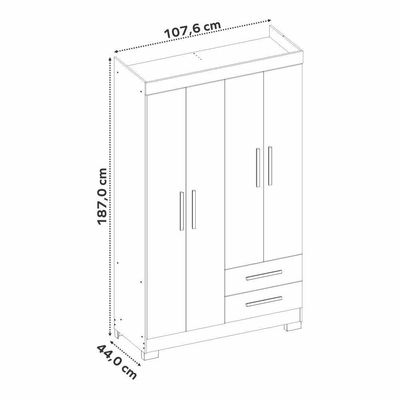 Guarda-roupa Com 4 Portas E 2 Gavetas Off White Com Freijó Nt5005 Notável Móveis