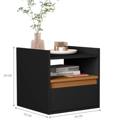 Mesa Cabeceira Suspensa Giardini Preto Nature