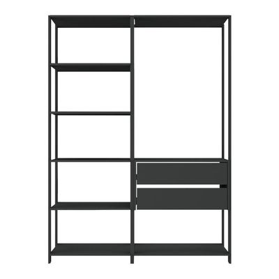 Armário De Cozinha Modulada Compacta 135cm 2 Peças Com 2 Gavetas Multimóveis Mp2284 Preto