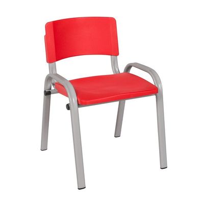 Kit 12 Cadeira Iso Infantil Creche, Escola Base Cinza Vermelho
