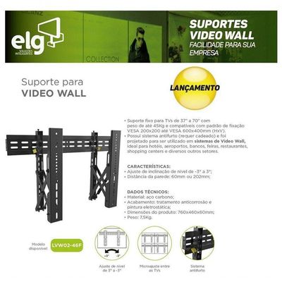 Suporte Para Videowall Tv 37 A 70 Pull-out Lvw02-46f Elg