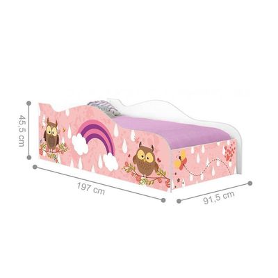 Cama Carro Fun Adesivada Corujinhas E Borboletas Solteiro