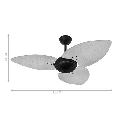 Ventilador De Teto Nero 3 Pás Preto 127V C/ Controle 110V