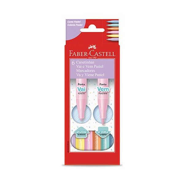 Hidrocor Faber-Castell Vai e Vem Tons Pastéis com 6 Cores