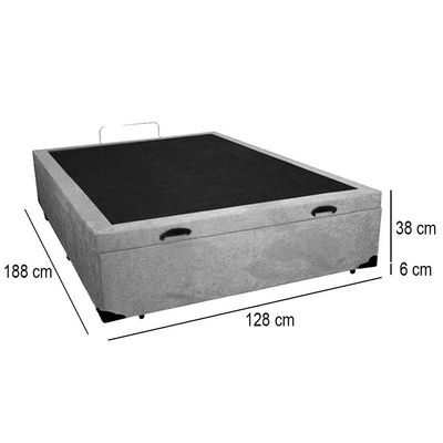 Cama Box Baú Viúva Serene Suede Cinza 44x128x188
