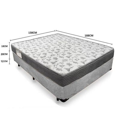 Cama Box Casal Suede + Colchão De Espuma D33 - Sereneprime - 138cm Cinza