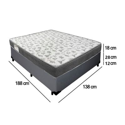 Cama Box Casal Sintético + Colchão De Espuma D33 - Sereneprime - 138cm Cor predominante Cinza
