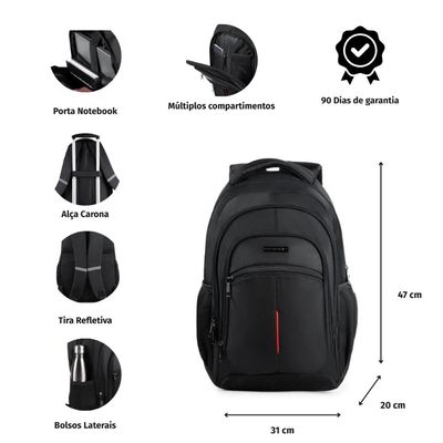 Mochila Masculina para Notebook Fusion Preta U / Preto
