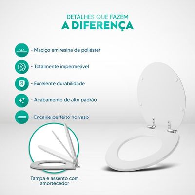 Tampa De Vaso Poliester Com Amortecedor Iris Preto Para Bacia Mari