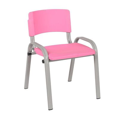 Kit 8 Cadeira Iso Infantil Creche, Escola Base Cinza Rosa