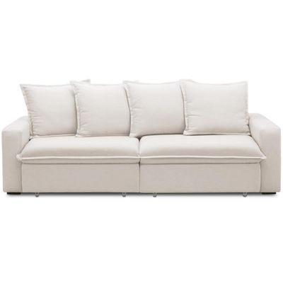 Sofá Retrátil Reclinável Para Sala De Estar Living 195cm Vêneto F04 Bouclê Cru - Lyam Decor