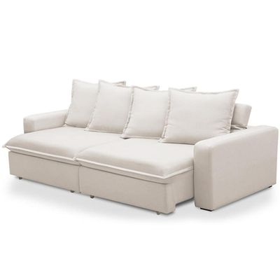 Sofá Retrátil Reclinável Para Sala De Estar Living 195cm Vêneto F04 Bouclê Cru - Lyam Decor