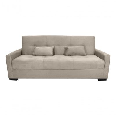 Sofá Cama Lavínia 3 Lugares Suede Bege Matrix