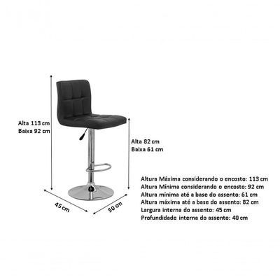 Kit 4 Banquetas Alta Cozinha Bar Balcão Bancada Americana Giratória Gomos Pu Preta