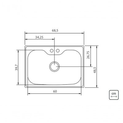 Cuba de Sobrepor 69x49 Cm em Aço Inox com Válvula Tramontina
