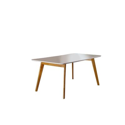 Conjunto Sala De Jantar 6 Lugares Mesa Slim E Cadeiras Em Veludo Móveis Mix Mel/off-white/nude