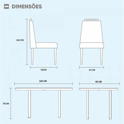 Conjunto Sala De Jantar 6 Lugares Mesa Slim E Cadeiras Em Veludo Móveis Mix Mel/off-white/nude