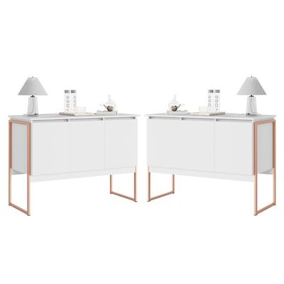 Conjunto De Buffets Industriais Milão Branco Cobre
